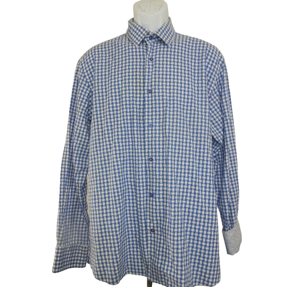 Visconti Shirt Men Large Favorite Garment Blue Design Comfort Adult Flip Cuff